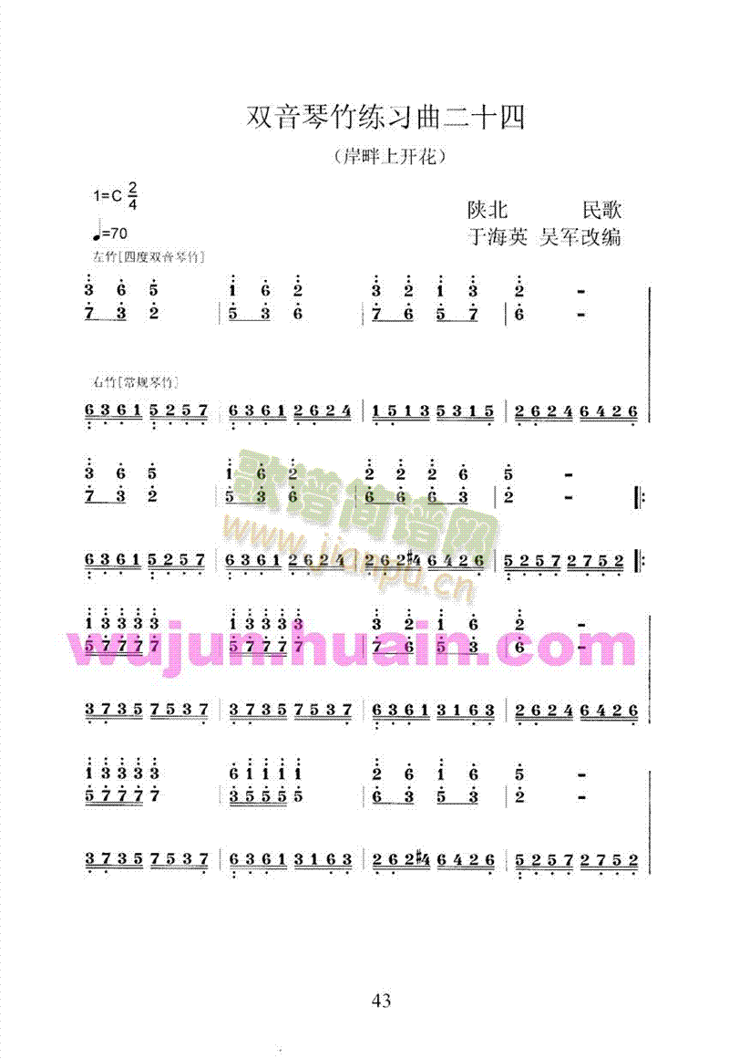 扬琴双音琴竹练习曲30首之二十四(其他乐谱)1