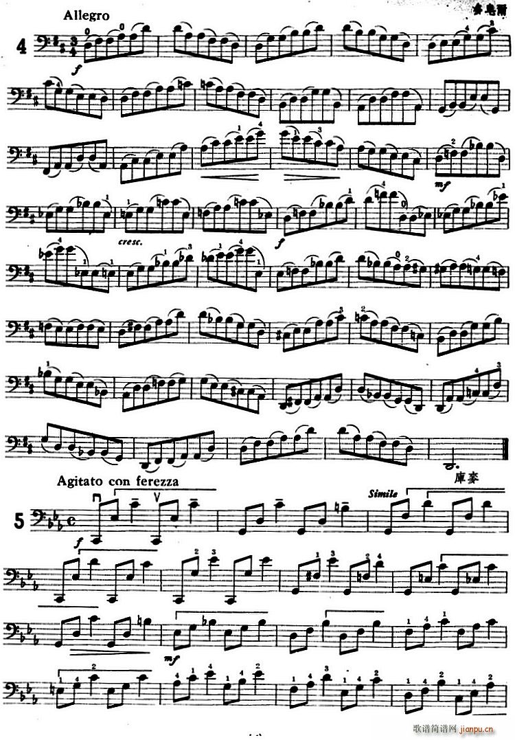 鲍斯特列姆大提琴练习曲 4 8(大提琴谱)1