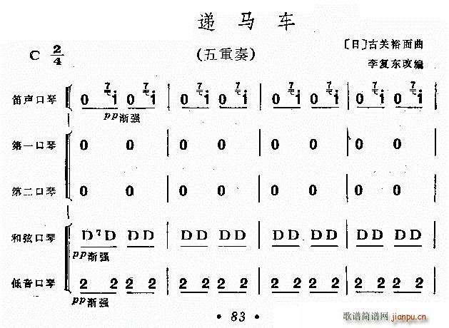 邮递马车 五重奏(口琴谱)1