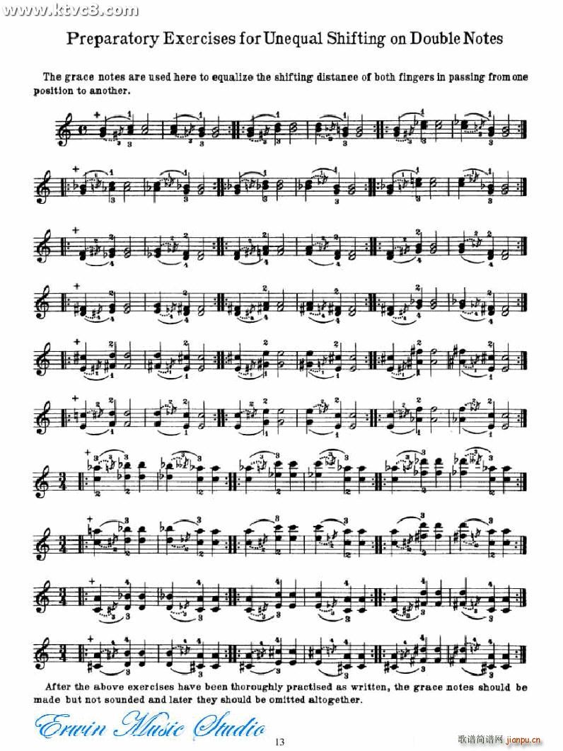 Bytovetskim 双弦练习 练习曲(十字及以上)13