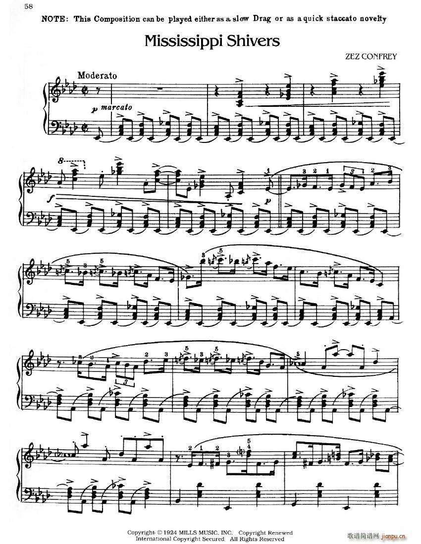 Confrey African Suite 3 Mississippi Shivers(钢琴谱)1