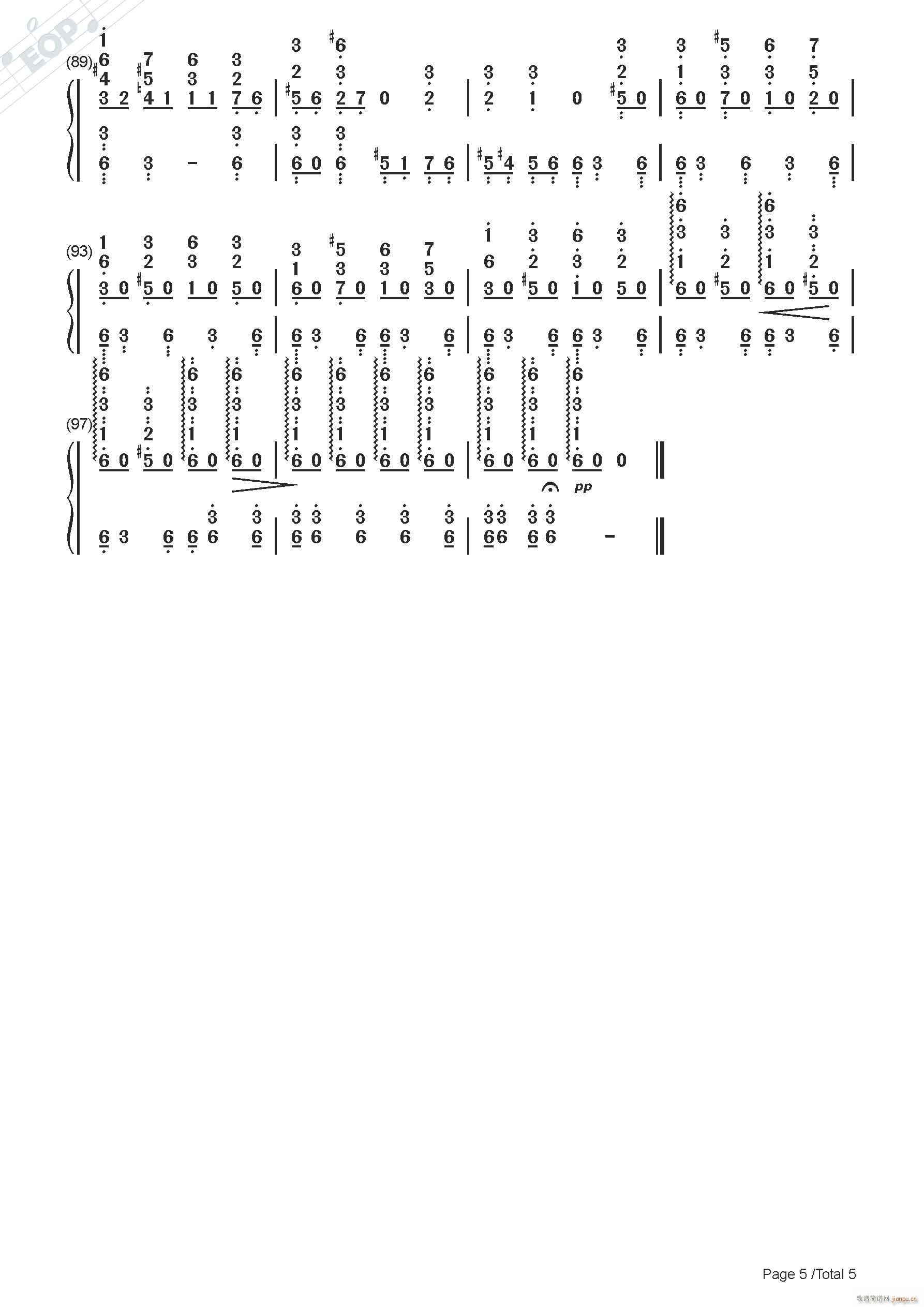 柴可夫斯基 六月船歌 钢琴(钢琴谱)5
