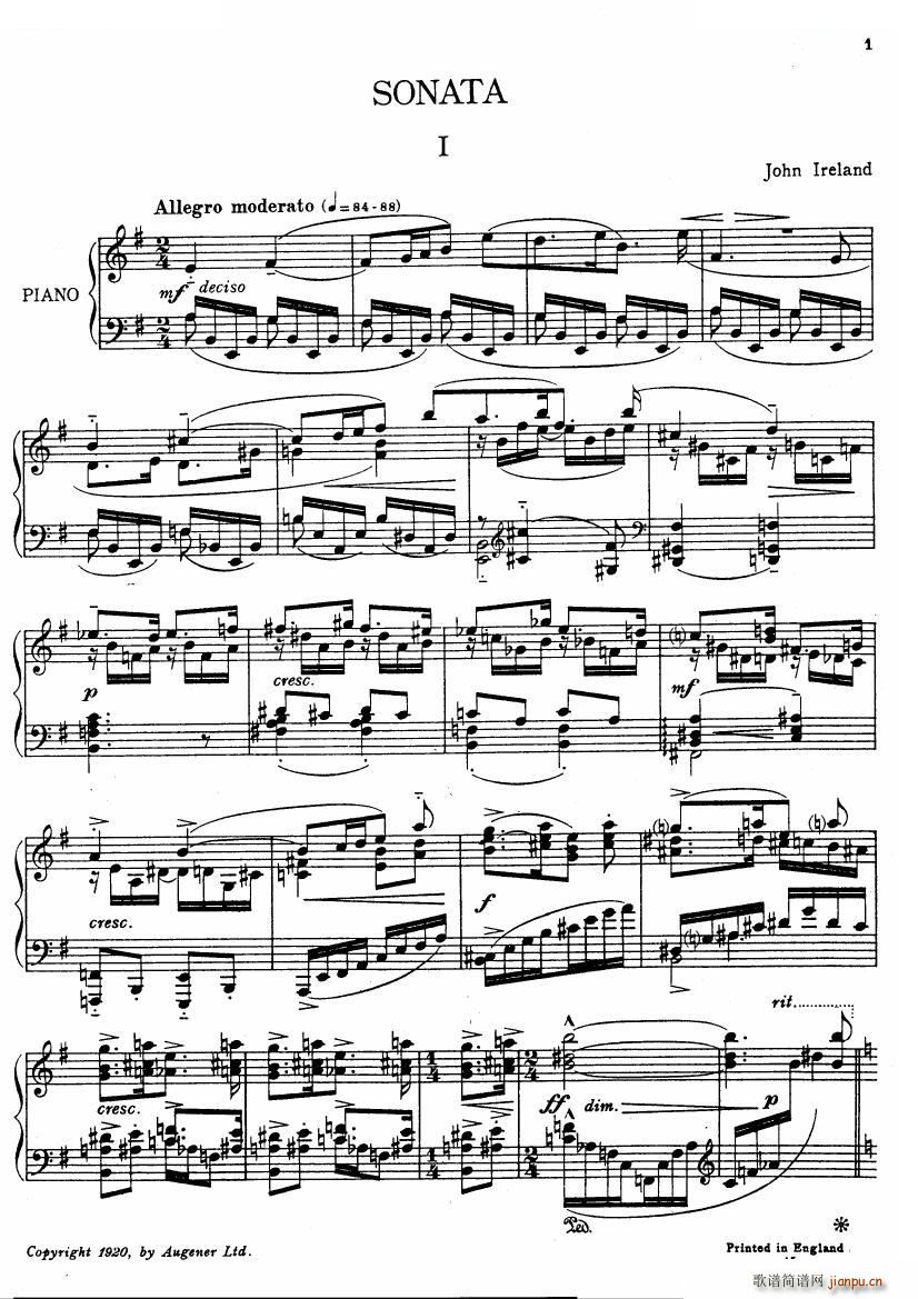 Ireland Piano Sonata Piano Sonata(十字及以上)1