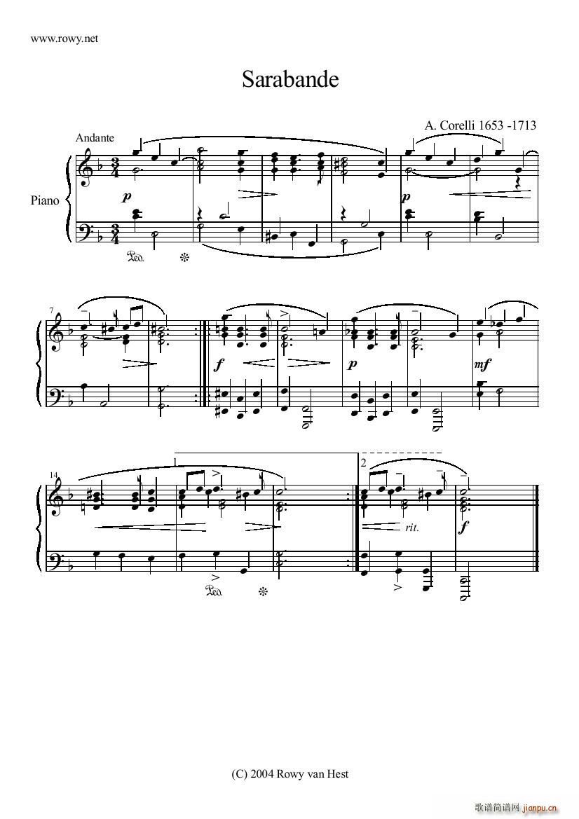 Corelli Sarabande Sarabande(十字及以上)1