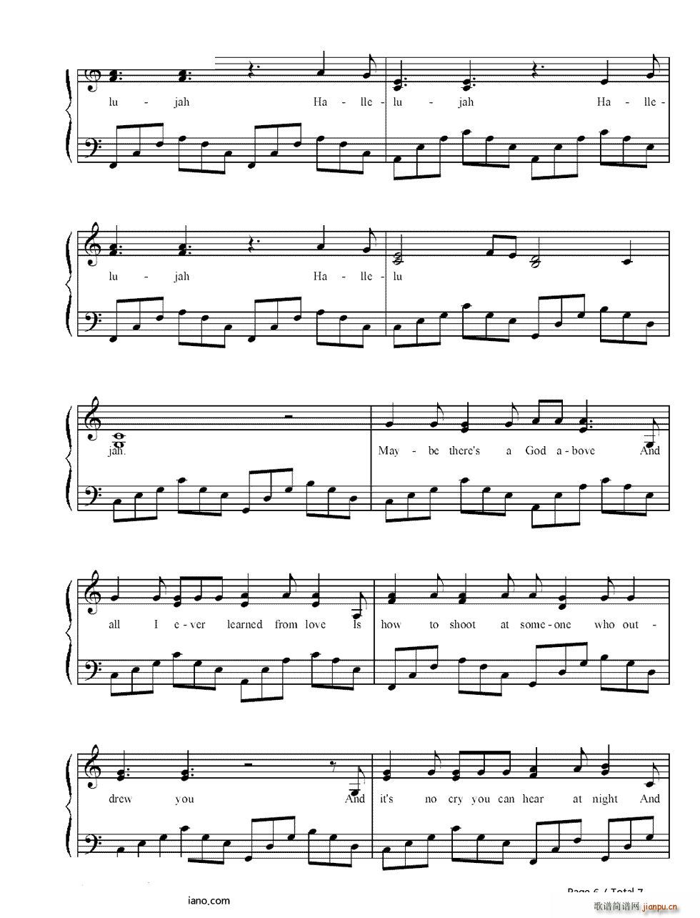 Hallelujah(钢琴谱)6