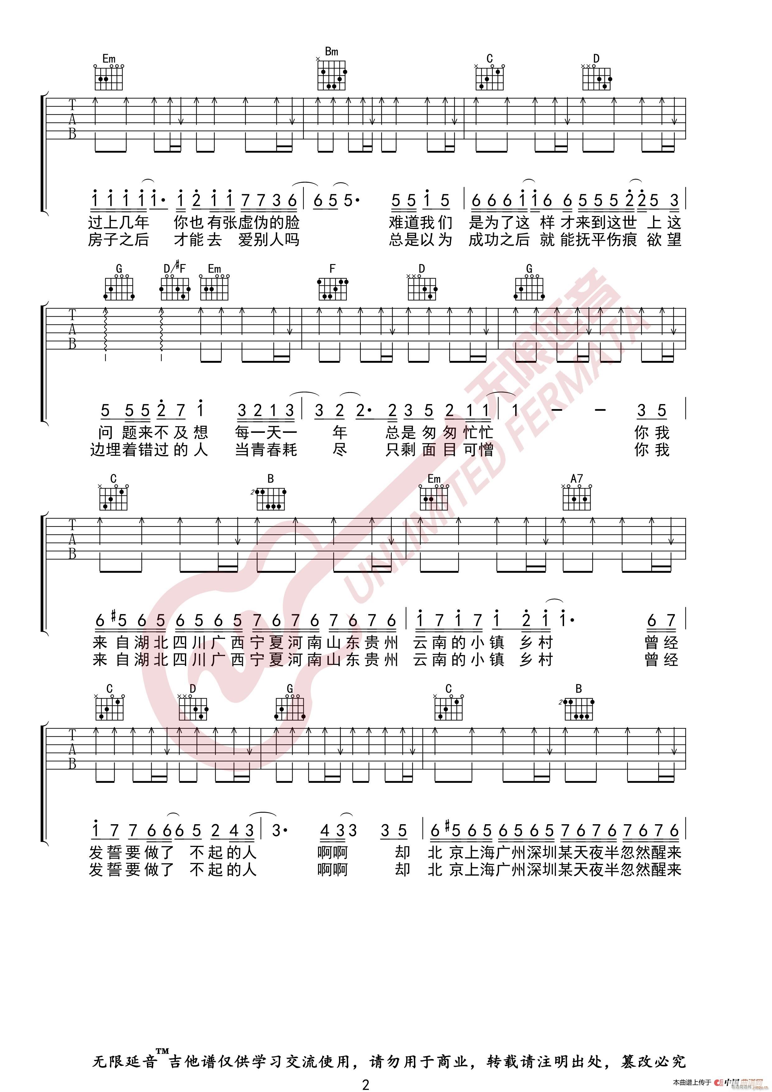 SHE 你曾是少年 无限延音编配(吉他谱)3