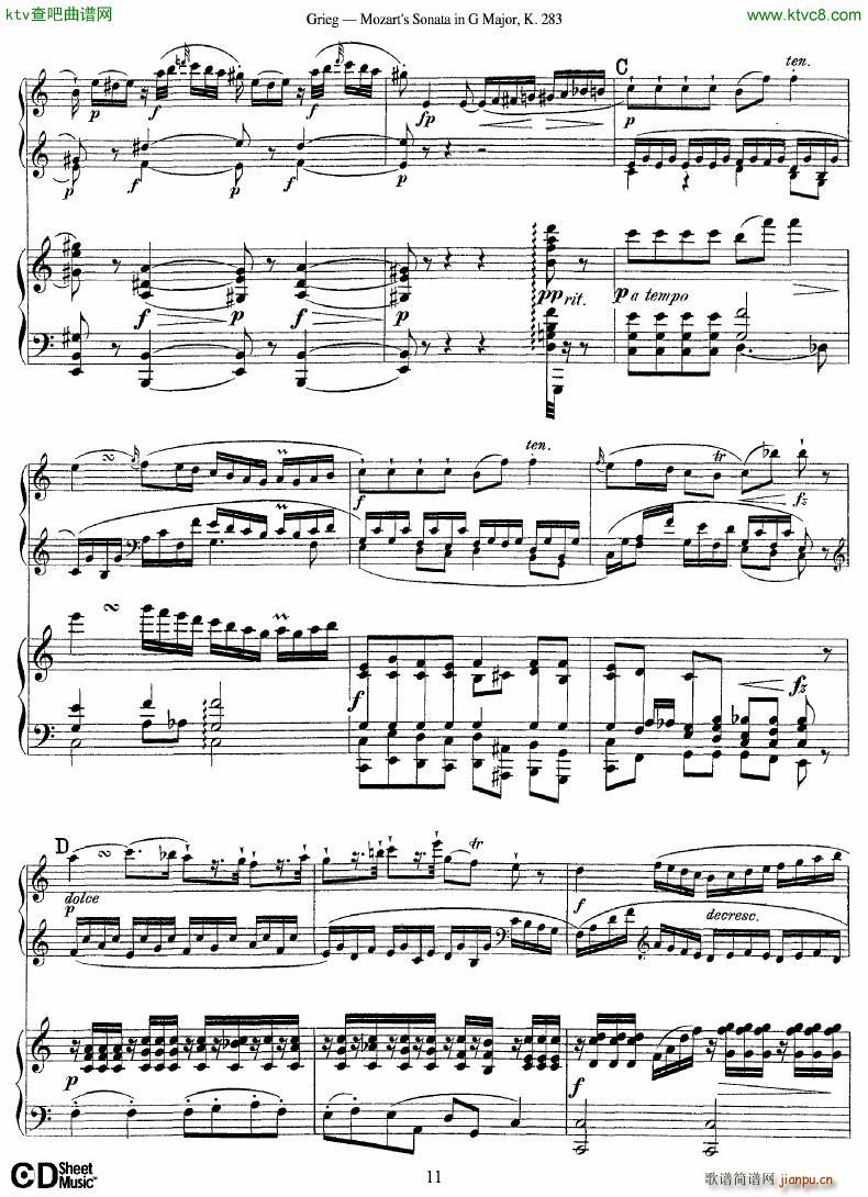 Grieg Sonata K 582 Mozart 2nd Piano Grieg(钢琴谱)11