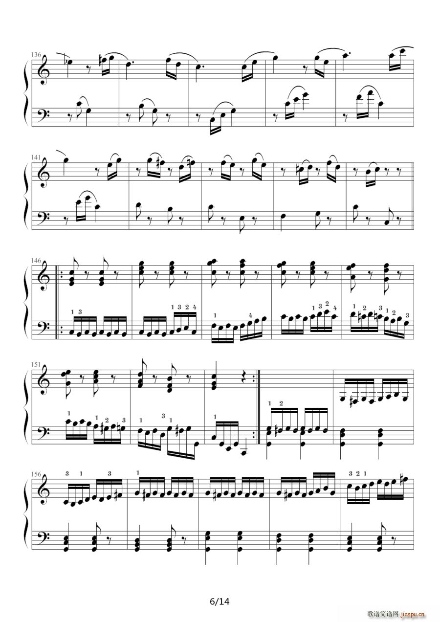 小星星变奏曲 K 265 带指法 Mozart 莫扎特(十字及以上)6