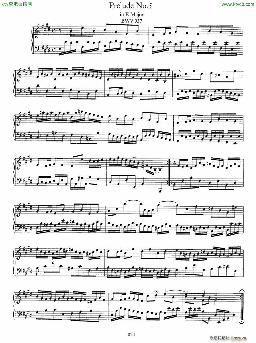 Bach JS BWV 933 938 6 Preludes(钢琴谱)6