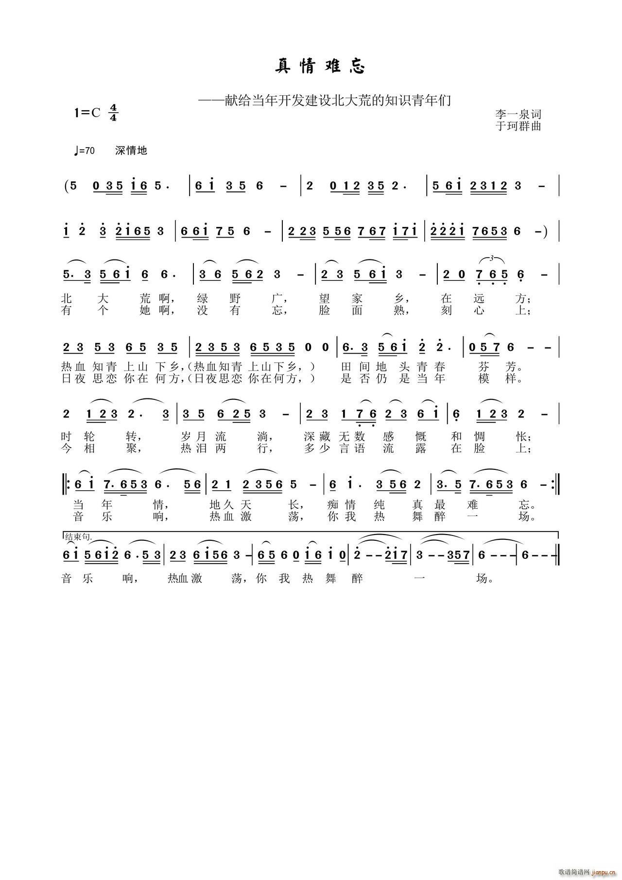 真情难忘 献给开发建设北大荒的知识青年们(十字及以上)1