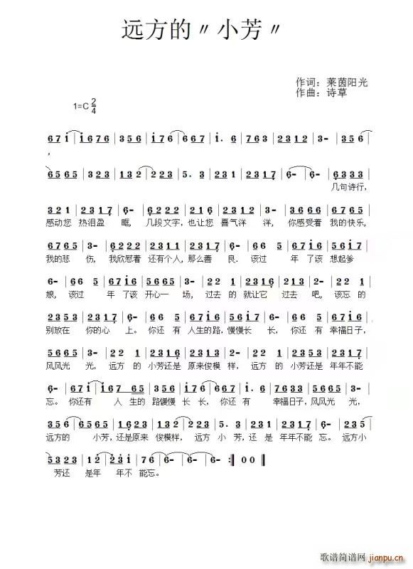 远方的 小芳 心中的那份情怀(十字及以上)1