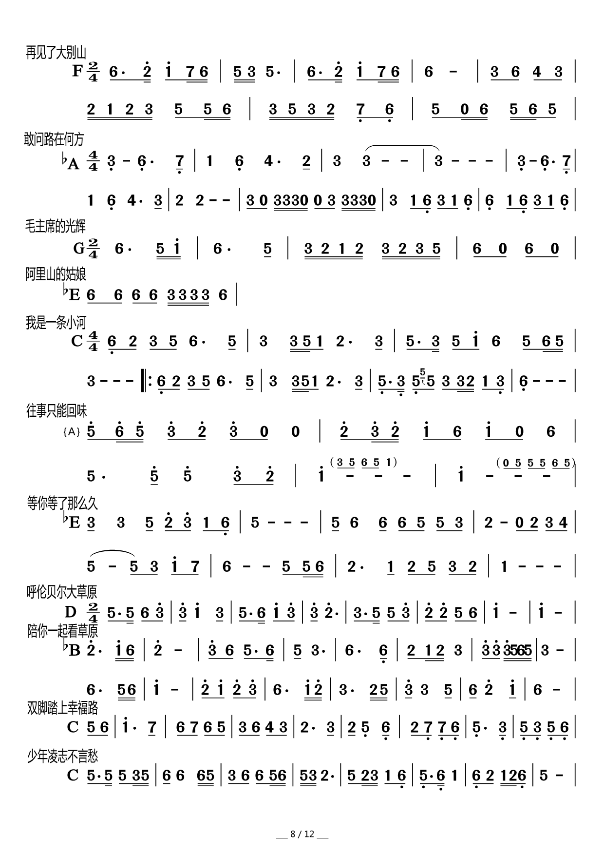 歌曲前奏集锦(六字歌谱)8