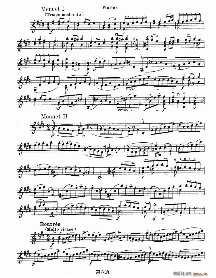 巴赫小提琴变奏曲(小提琴谱)6