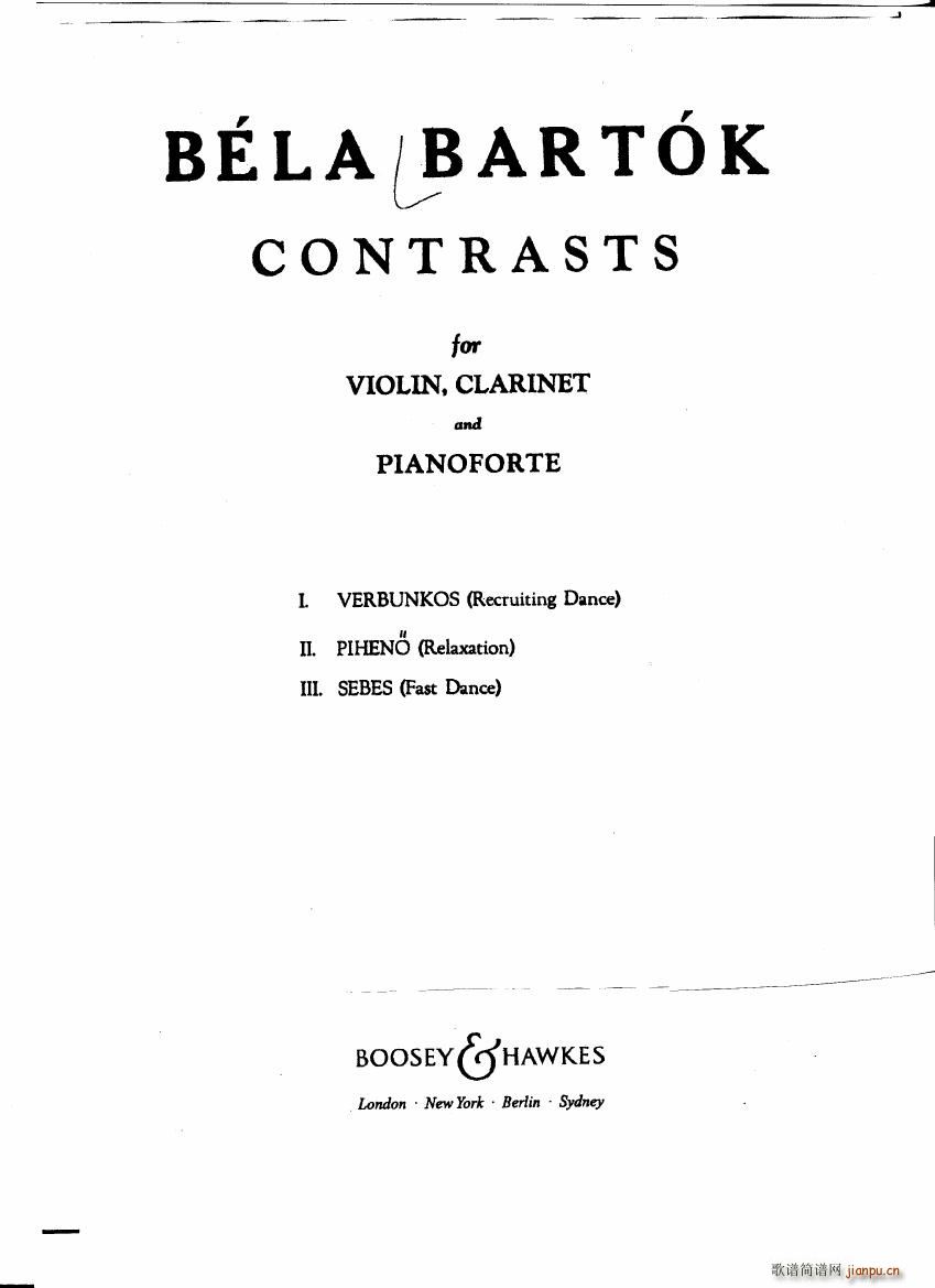 Bartok SZ 111 Contrasts pianoscore(钢琴谱)1