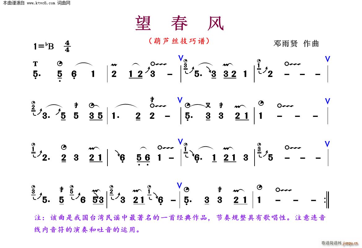 望春风 葫芦丝技巧谱(葫芦丝谱)1