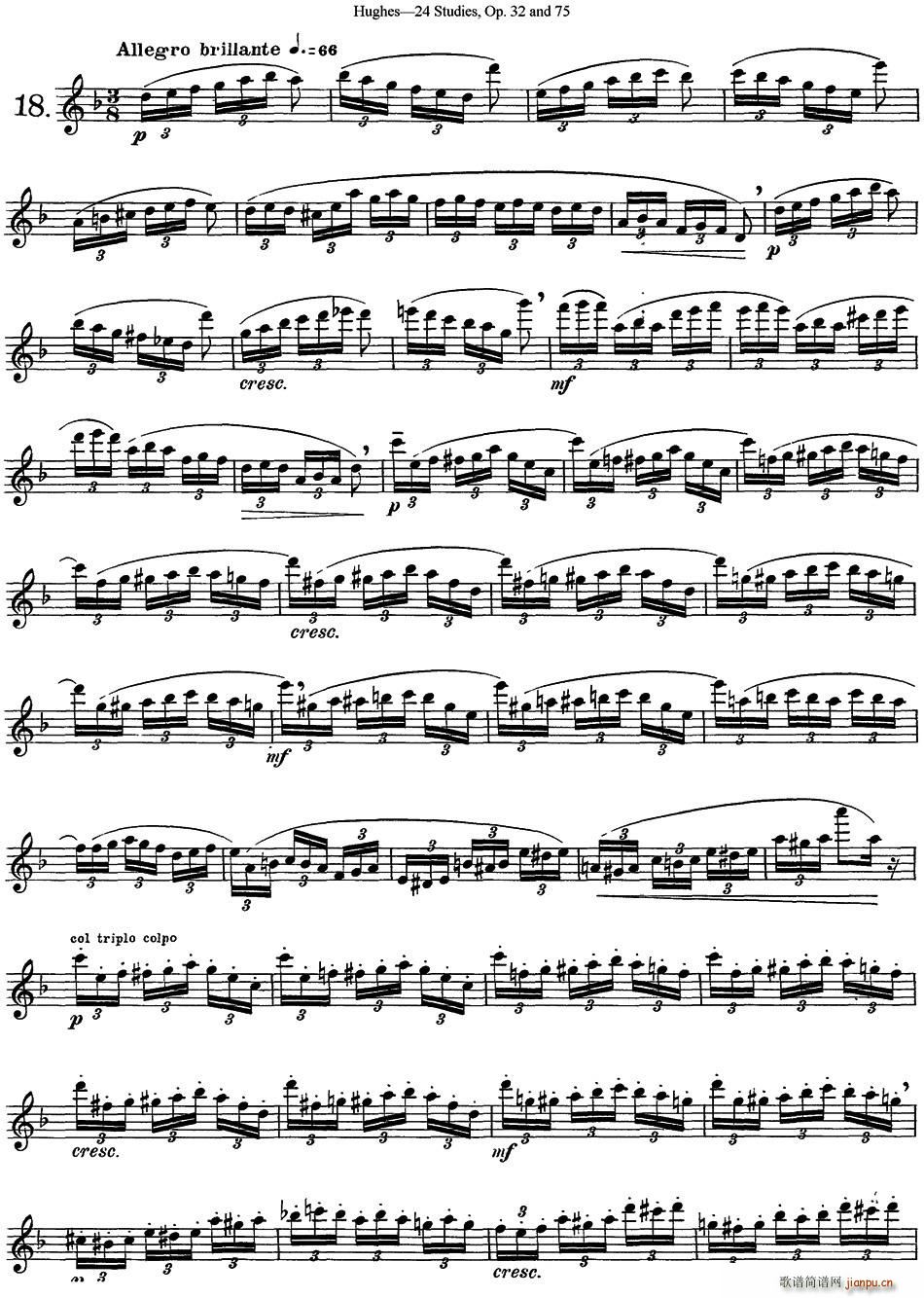 胡埃斯24首长笛练习曲Op 32 NO 18 长笛(笛箫谱)1