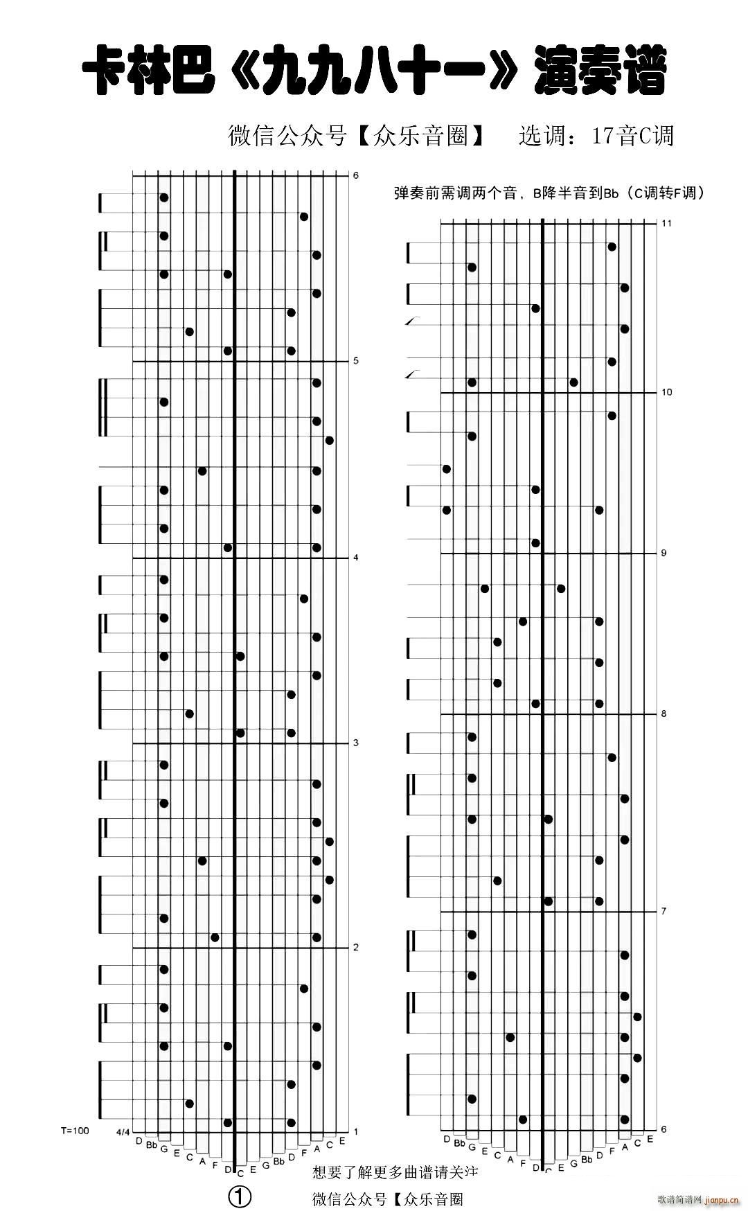 九九八十一 拇指琴卡林巴琴专用谱(十字及以上)1