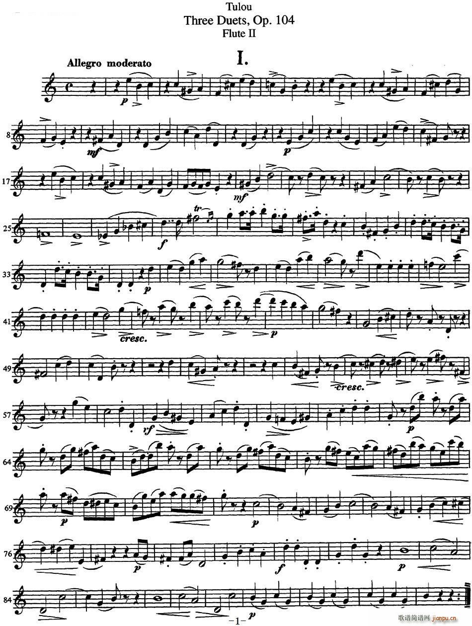 图露三首长笛简易重奏曲Op 104 Flute 2 NO 1(笛箫谱)1