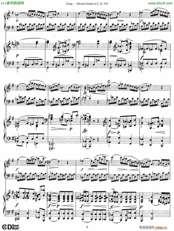 Grieg Mozart sonata KV545 2 pianos(钢琴谱)9