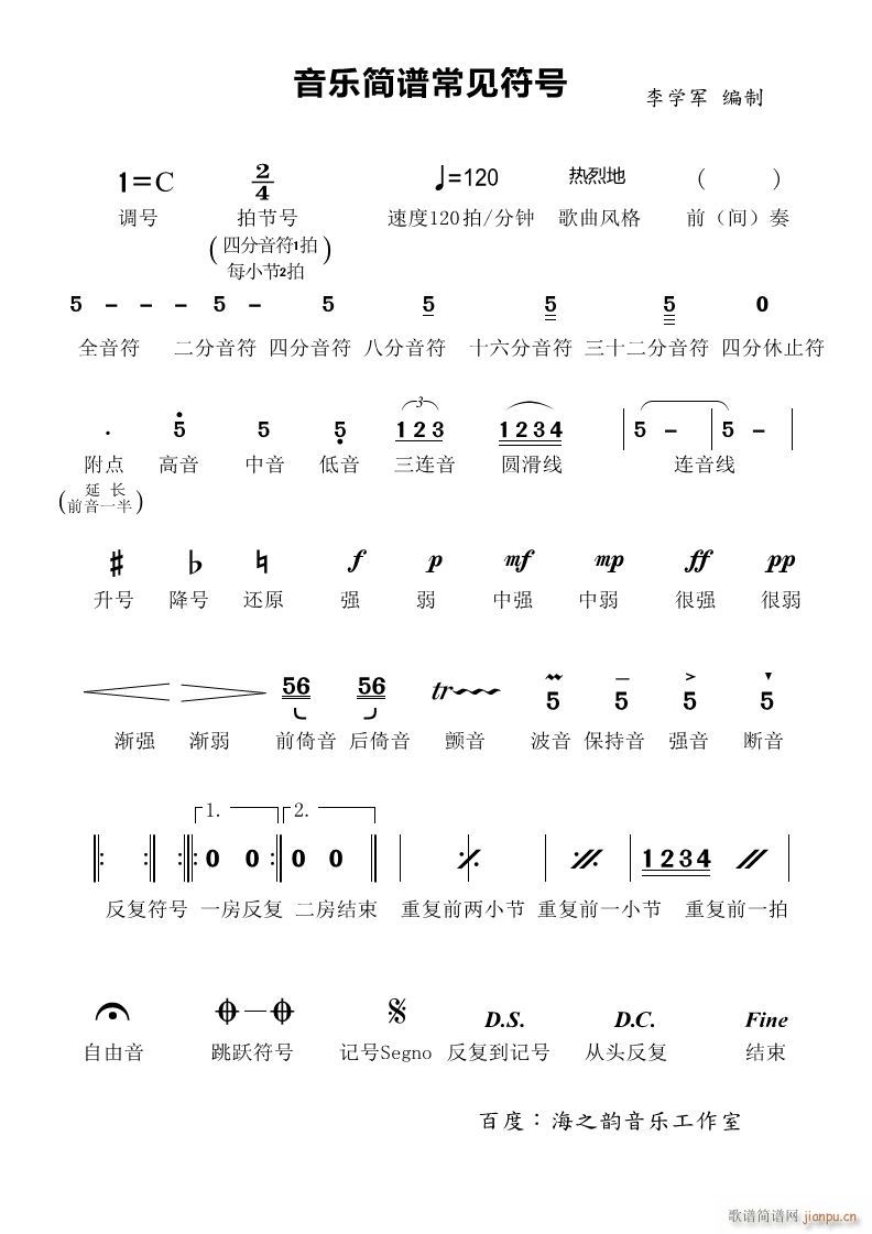 常见符号(四字歌谱)1
