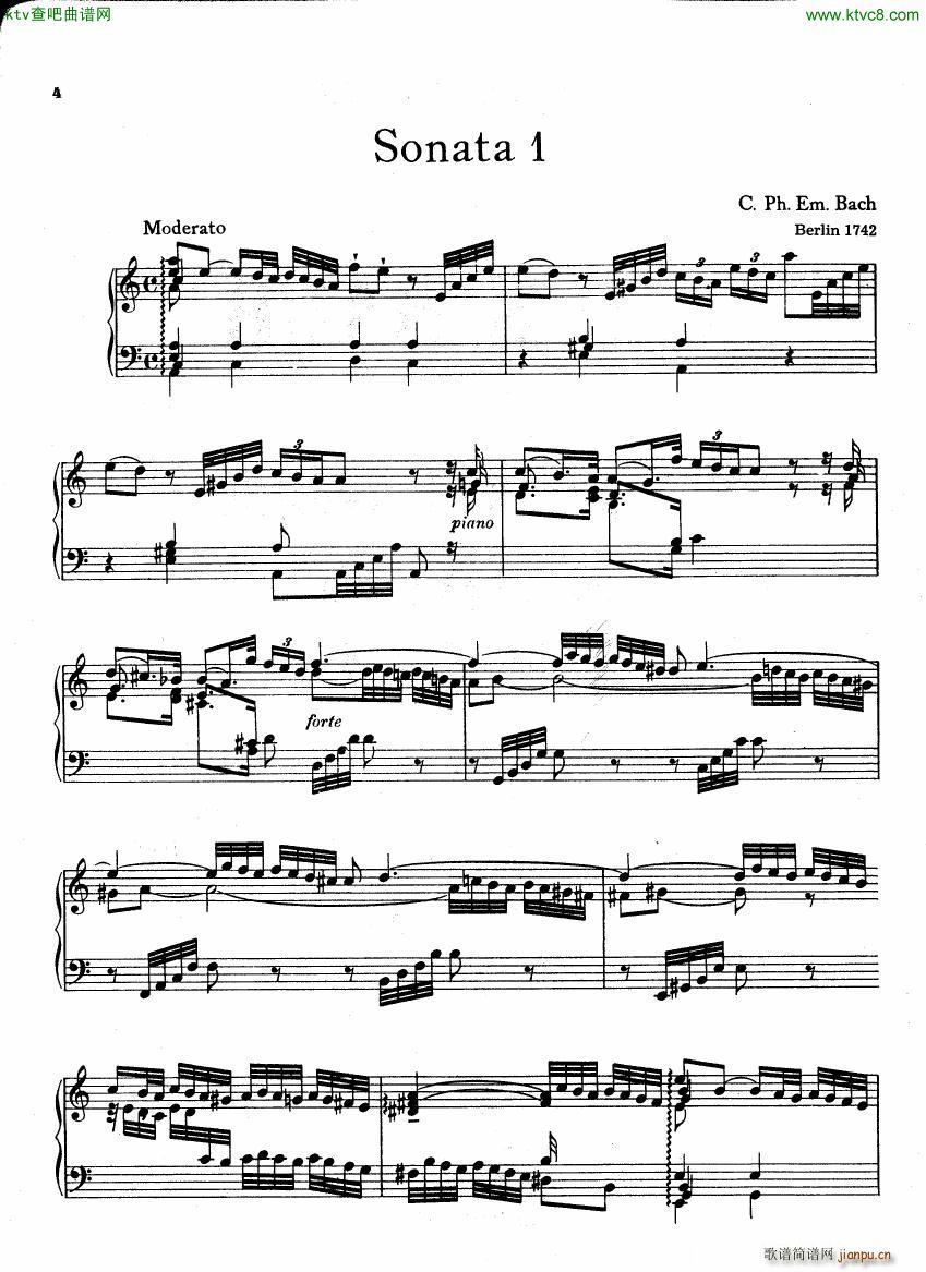 Bach CPE 6 Wurttemberg Sonatas(钢琴谱)1