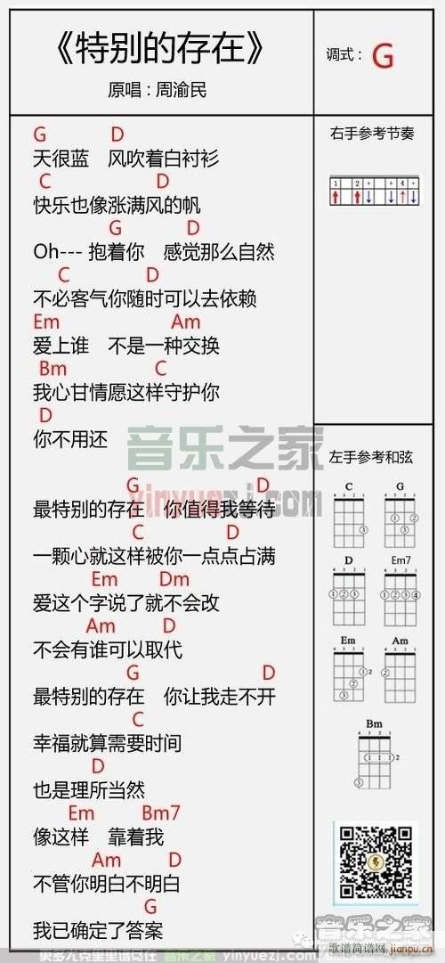 特别的存在尤克里里谱 G调(十字及以上)1