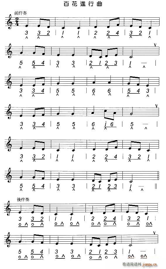 百花进行曲 口琴(口琴谱)1