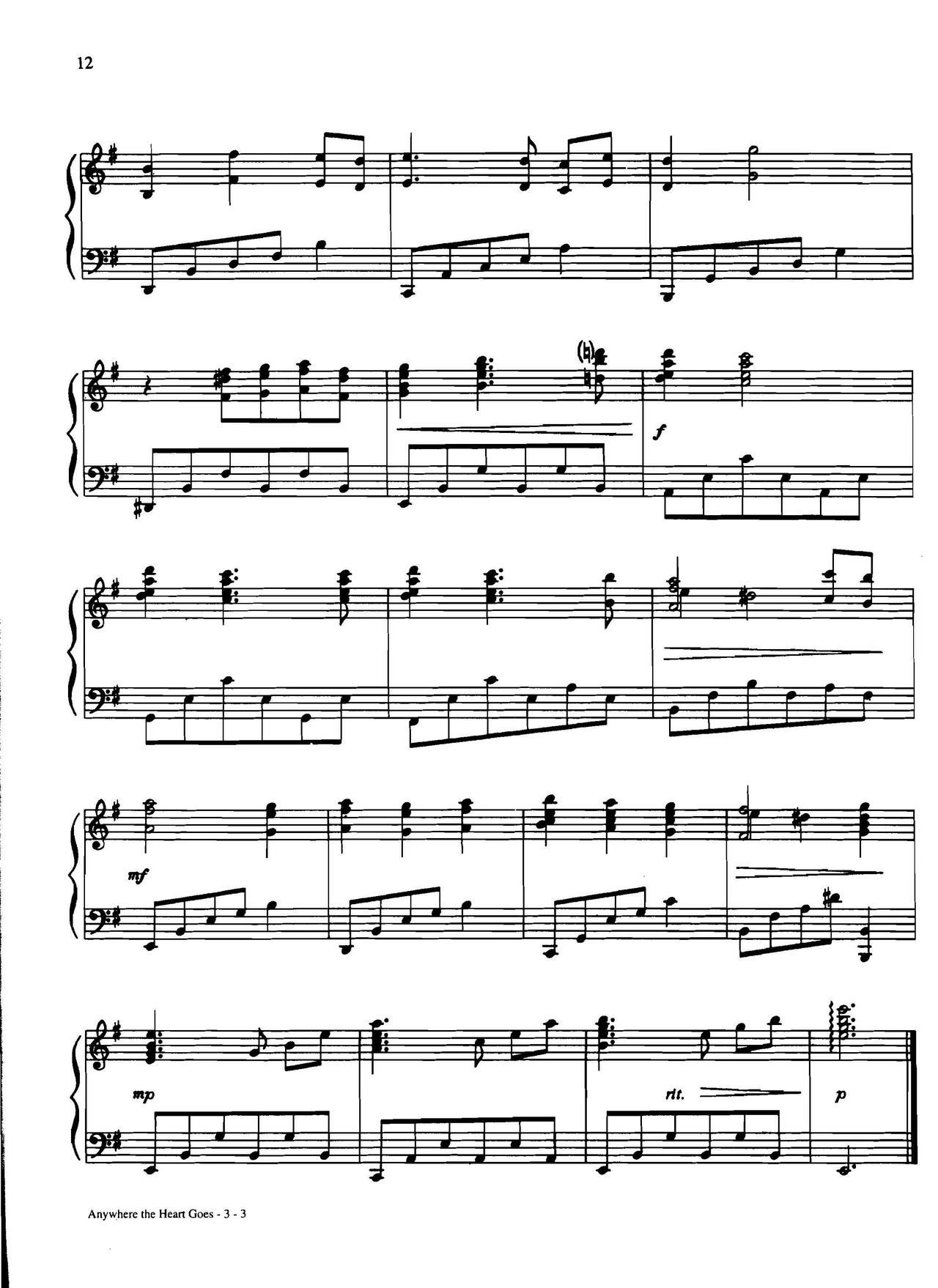 anywhere the heart goes Dan Coates 流行情调 集(钢琴谱)3