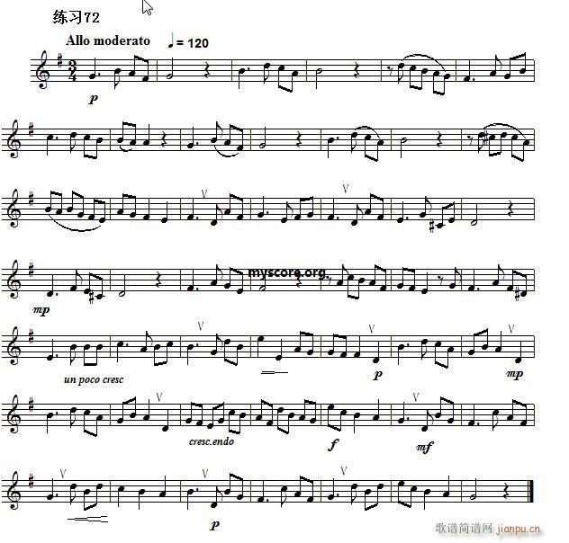 快速入门 附录 视唱浅易经典练习曲 72(十字及以上)1