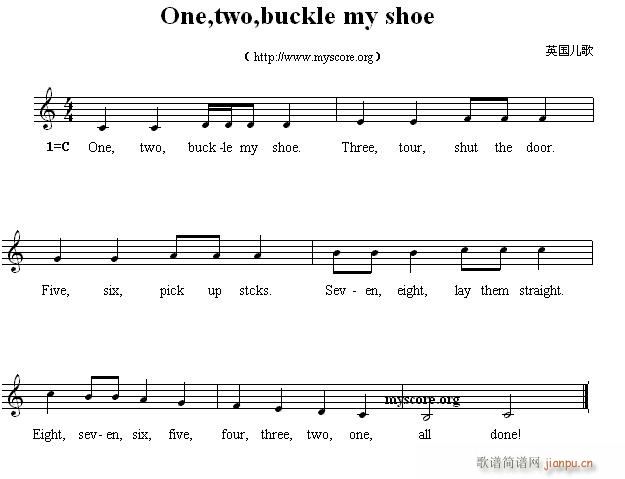 英文儿歌 One two buckle my shoe(十字及以上)1