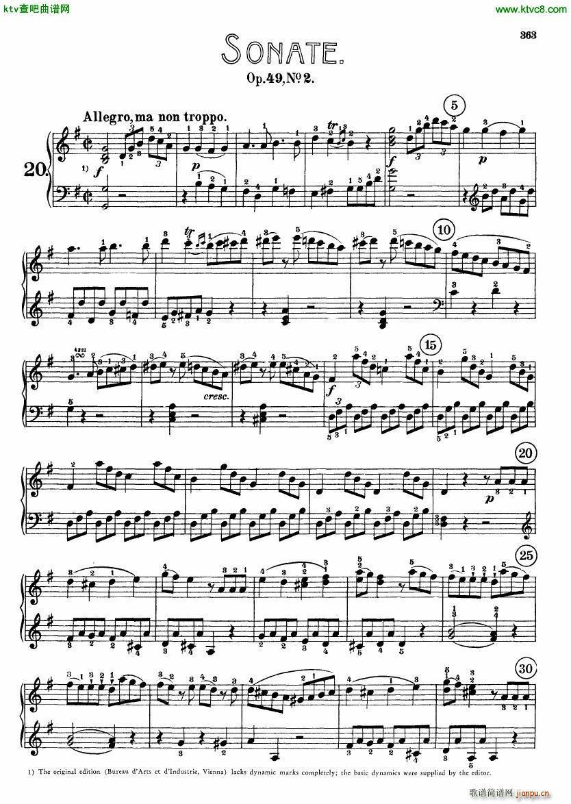 Beethoven op 49 no 2 Piano Sonata(钢琴谱)1