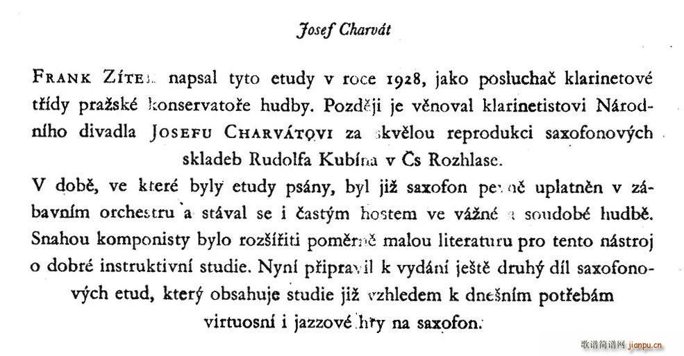 奇特克 萨克斯练习曲之一 ETUDY PRO SAXOPHON FR ZITRK op 3(十字及以上)1