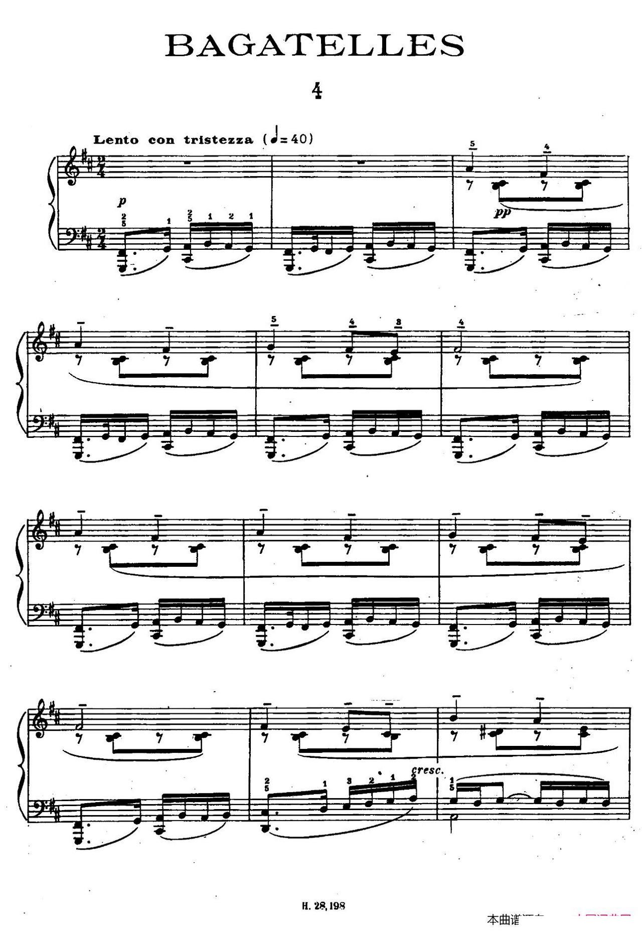 Ten Bagatelles Op 5 10首小品 4 b小调(十字及以上)1