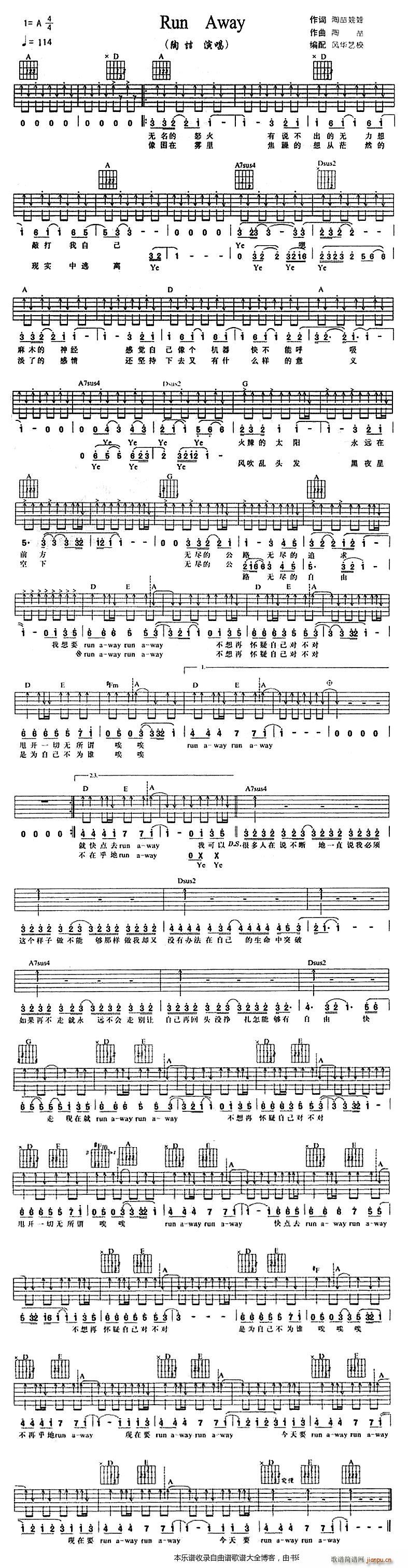 RunAway 吉他(吉他谱)1