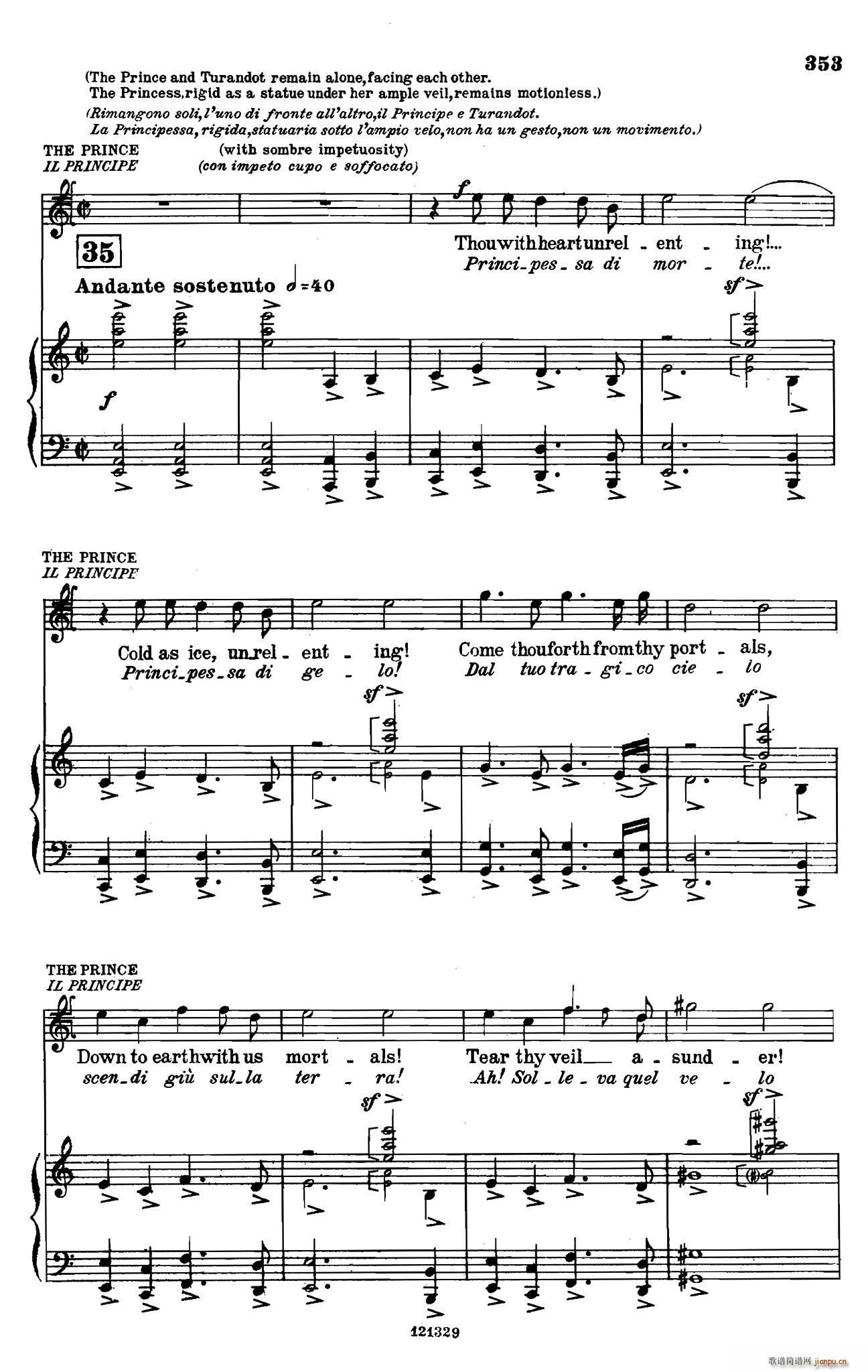 图兰朵公主 三幕五场歌剧 英意双语 钢琴伴奏谱 P364 373(钢琴谱)1