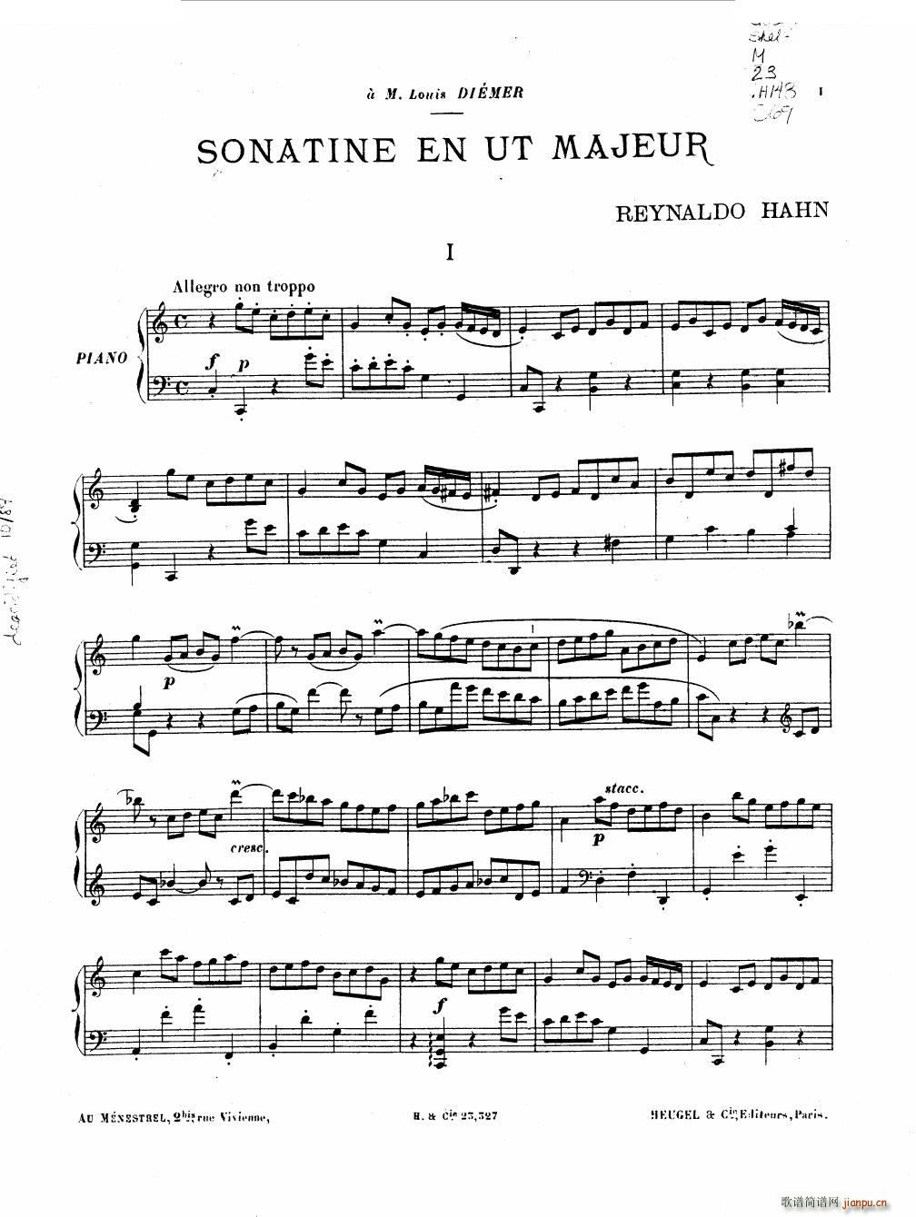 Hahn Reynaldo Piano sonatina Piano sonatina(十字及以上)1