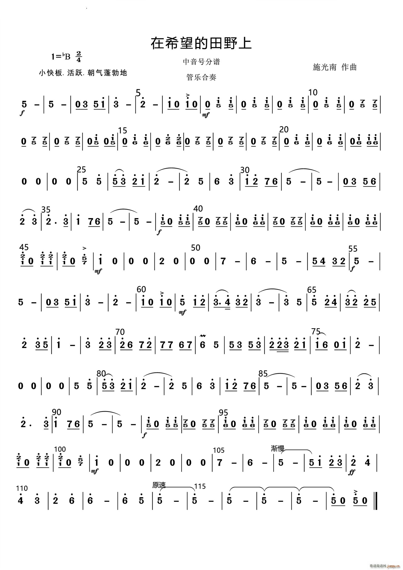 在希望的田野上管乐合奏 和(总谱)14