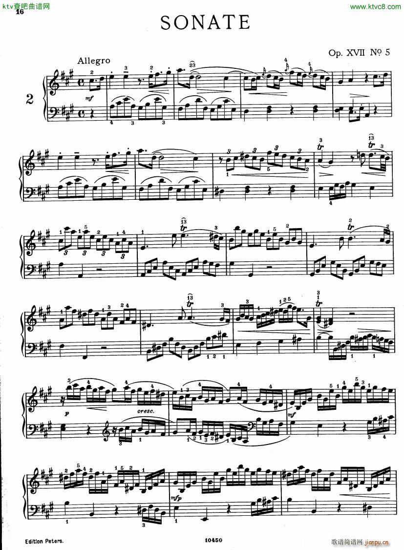 Bach JC op 17 no 5 Sonata(钢琴谱)1