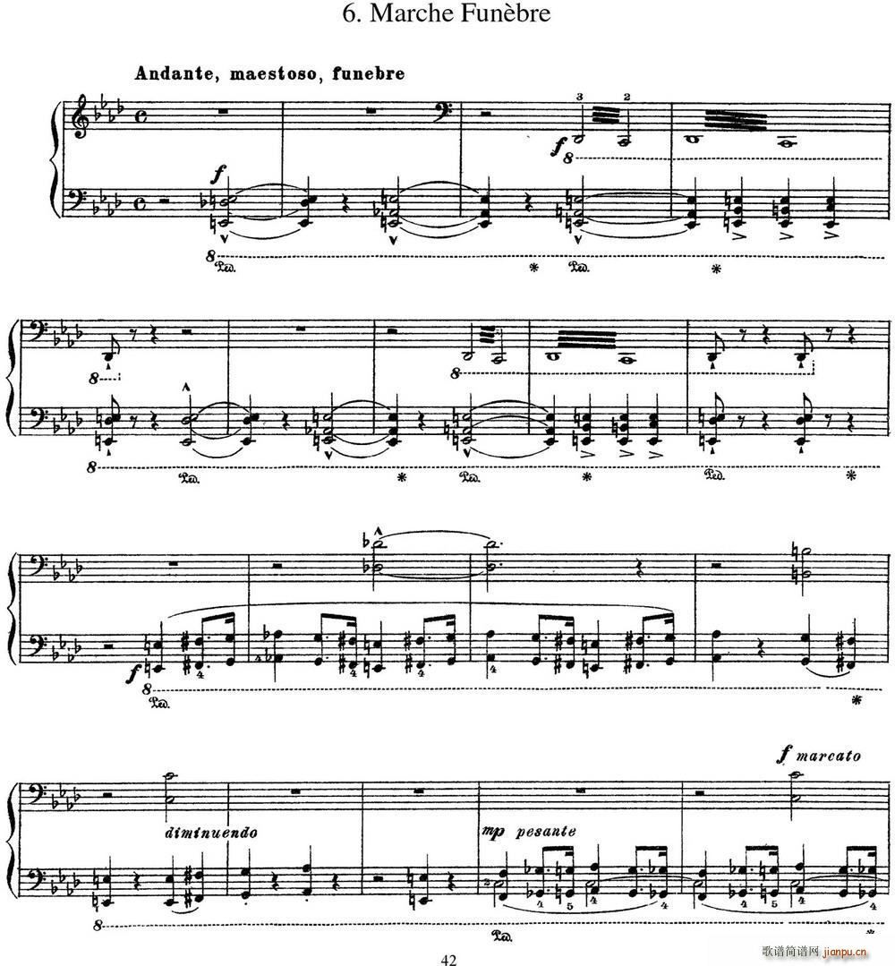 李斯特 旅游岁月 第三集 S 163 No 6 葬礼进行曲(钢琴谱)1