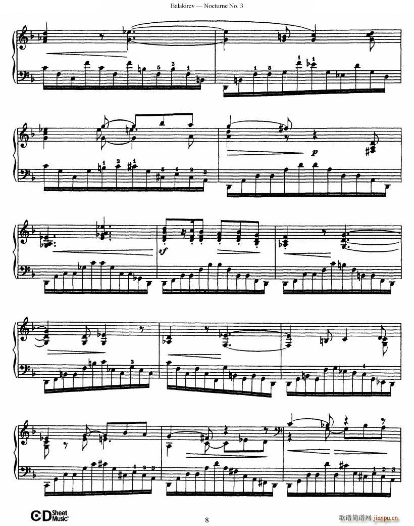 Balakirev Nocturne No 3 Nocturne No 3(十字及以上)8