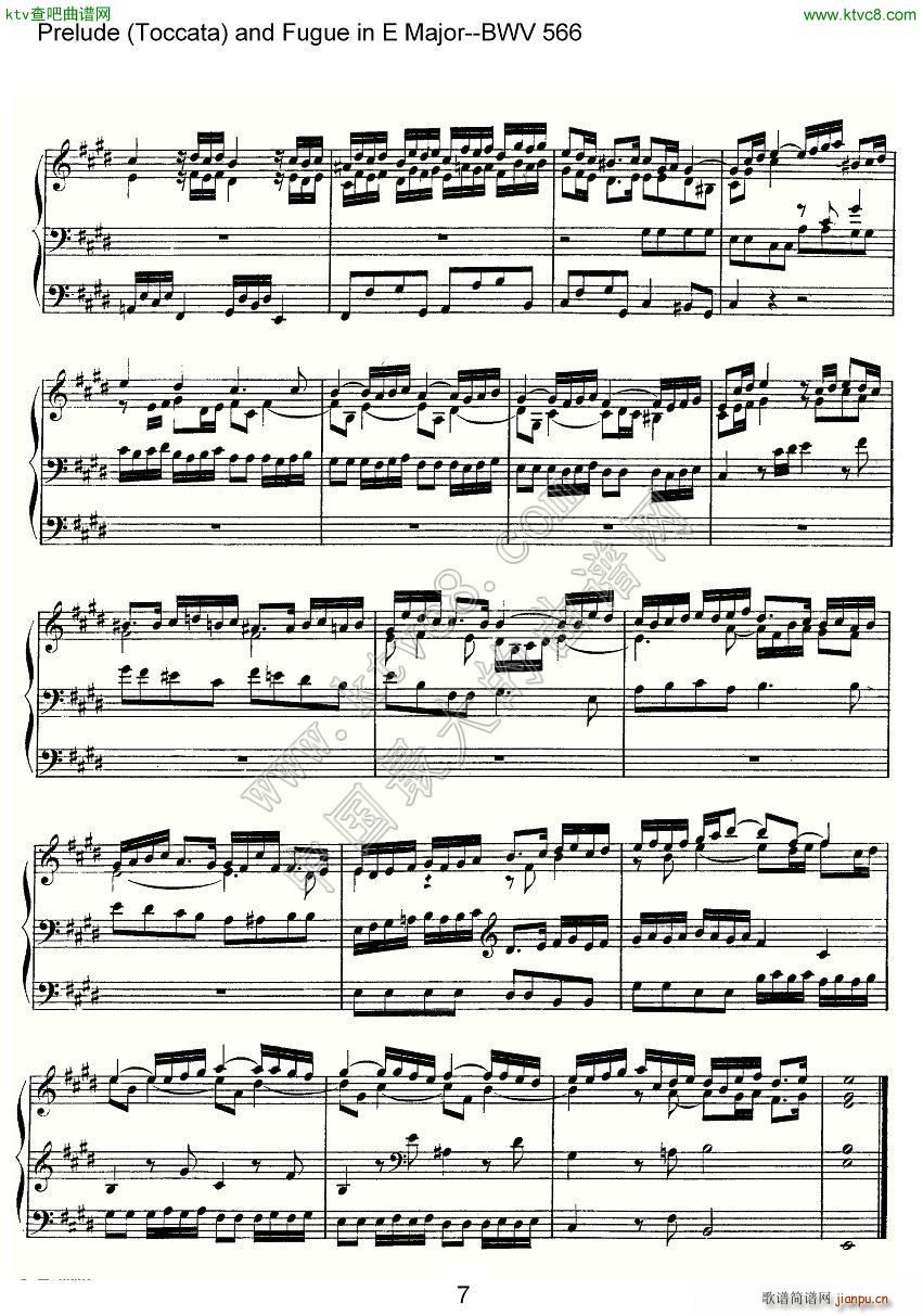 Prelude Toccata and Fugue in E Major BWV 566 管风琴谱(十字及以上)7