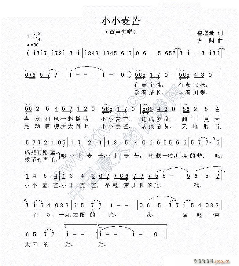 小小麦芒(四字歌谱)1