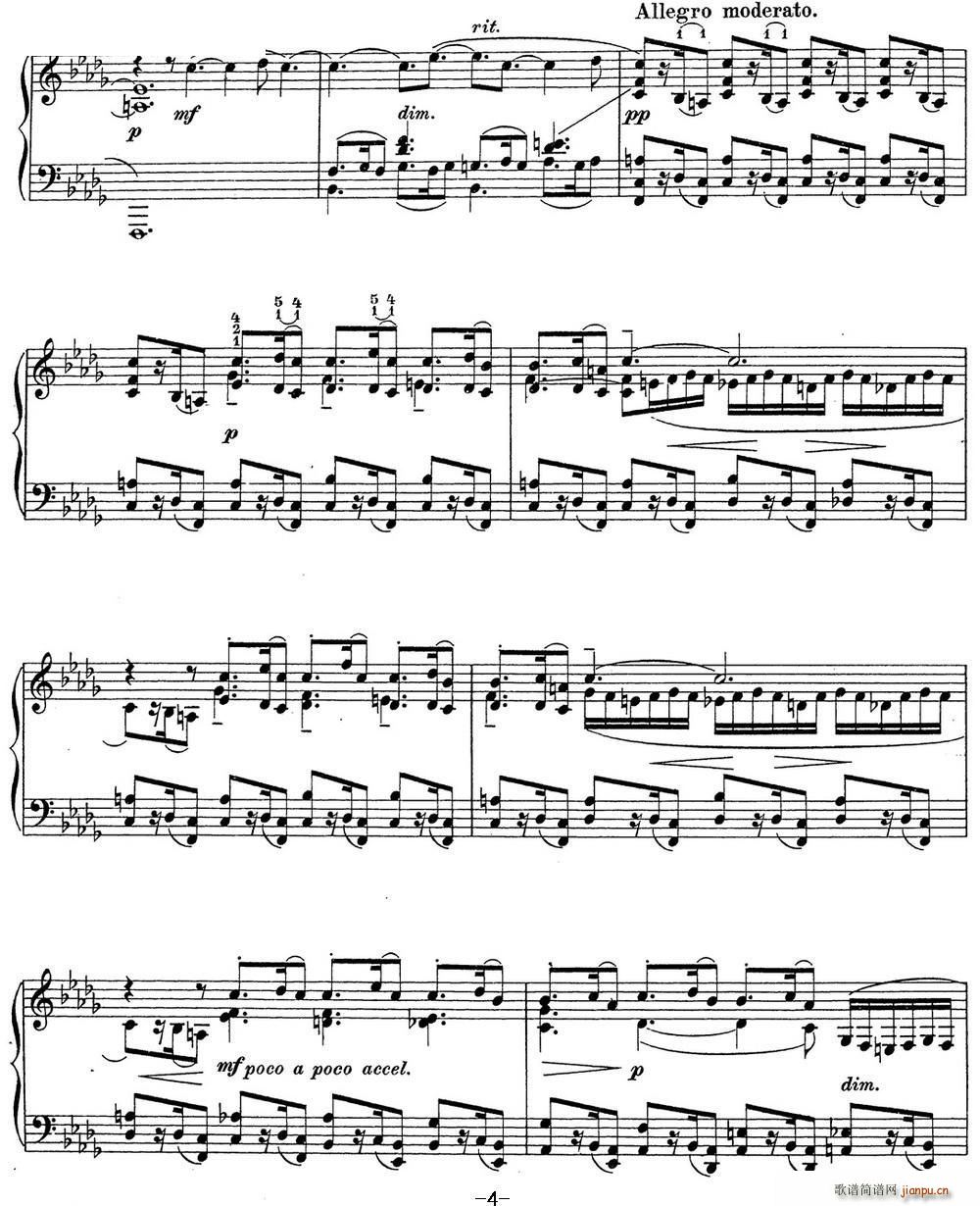 拉赫玛尼诺夫 钢琴前奏曲13 降B小调 Op 32 No 2(钢琴谱)3