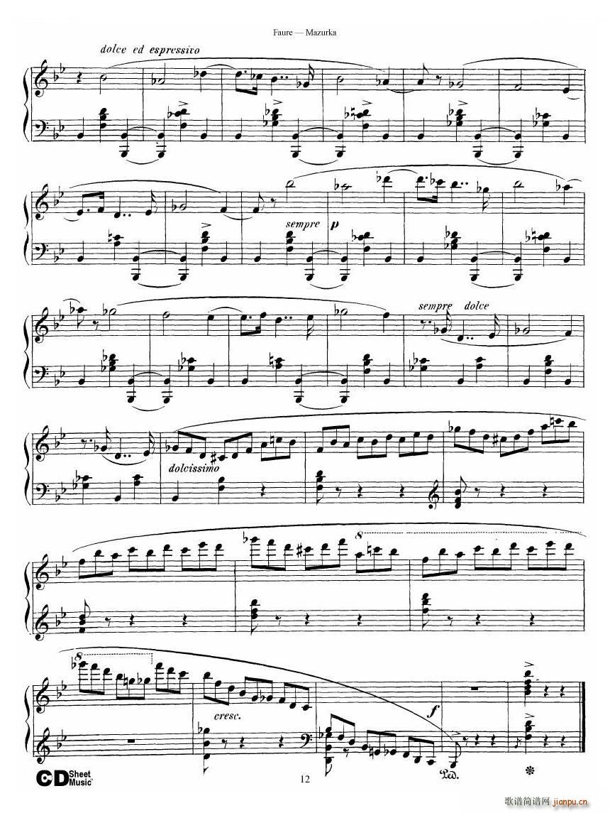 Faure Mazurka Op 32 Mazurka Op 32(十字及以上)12