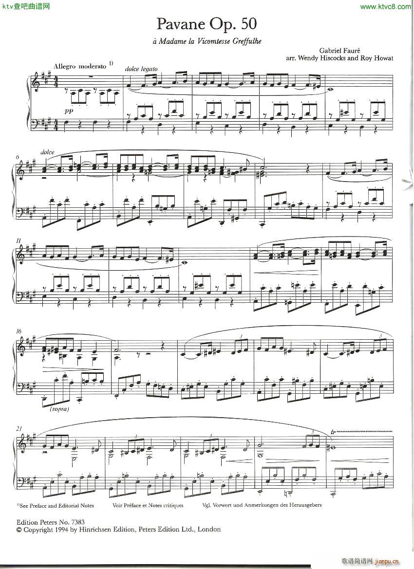 Faure 050 Pavane arr piano solo H Hiscocks(钢琴谱)1