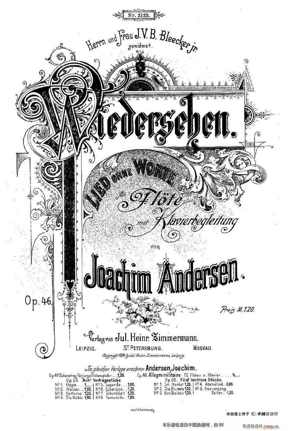 Wiedersehen Op 46 长笛 钢琴伴奏(钢琴谱)1