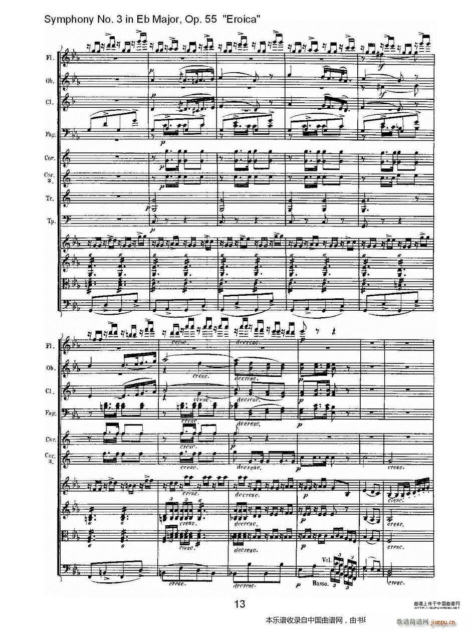 英雄交响曲 又名 降E大调第三交响曲 第二乐 乐器谱(十字及以上)13