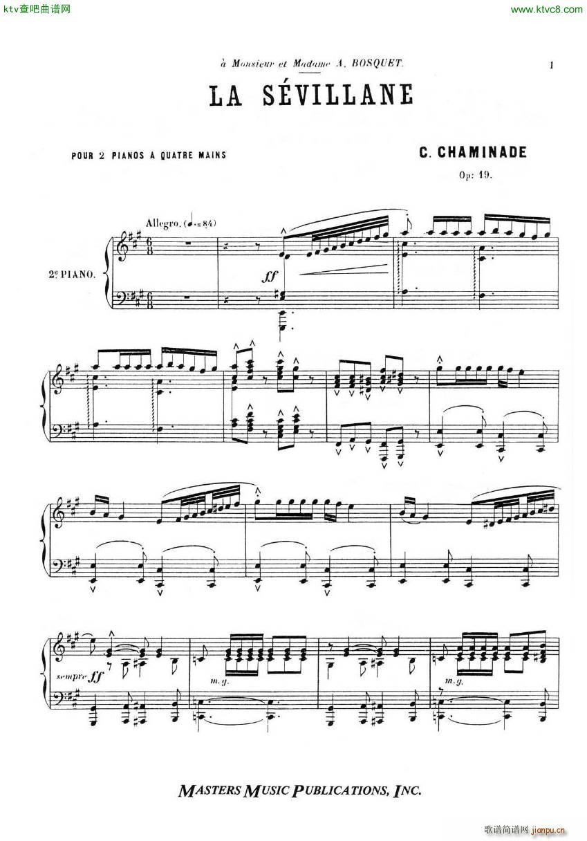 Chaminade Cecil La Sevillane for 2 pianos 4 hands(钢琴谱)10