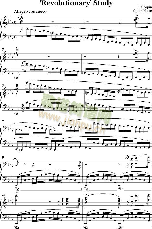 肖邦练习曲Op.10,(钢琴谱)1