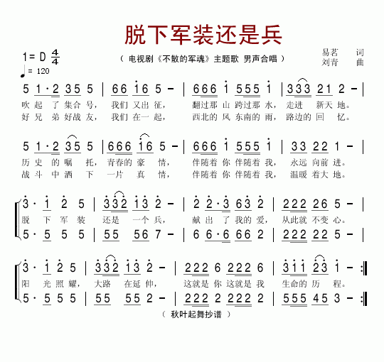 脱下军装还是兵(七字歌谱)1